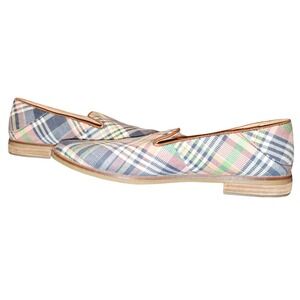 Sperry Top Sider Plaid Loafer Flats Women Size 8 M Tan Blue Pink Green